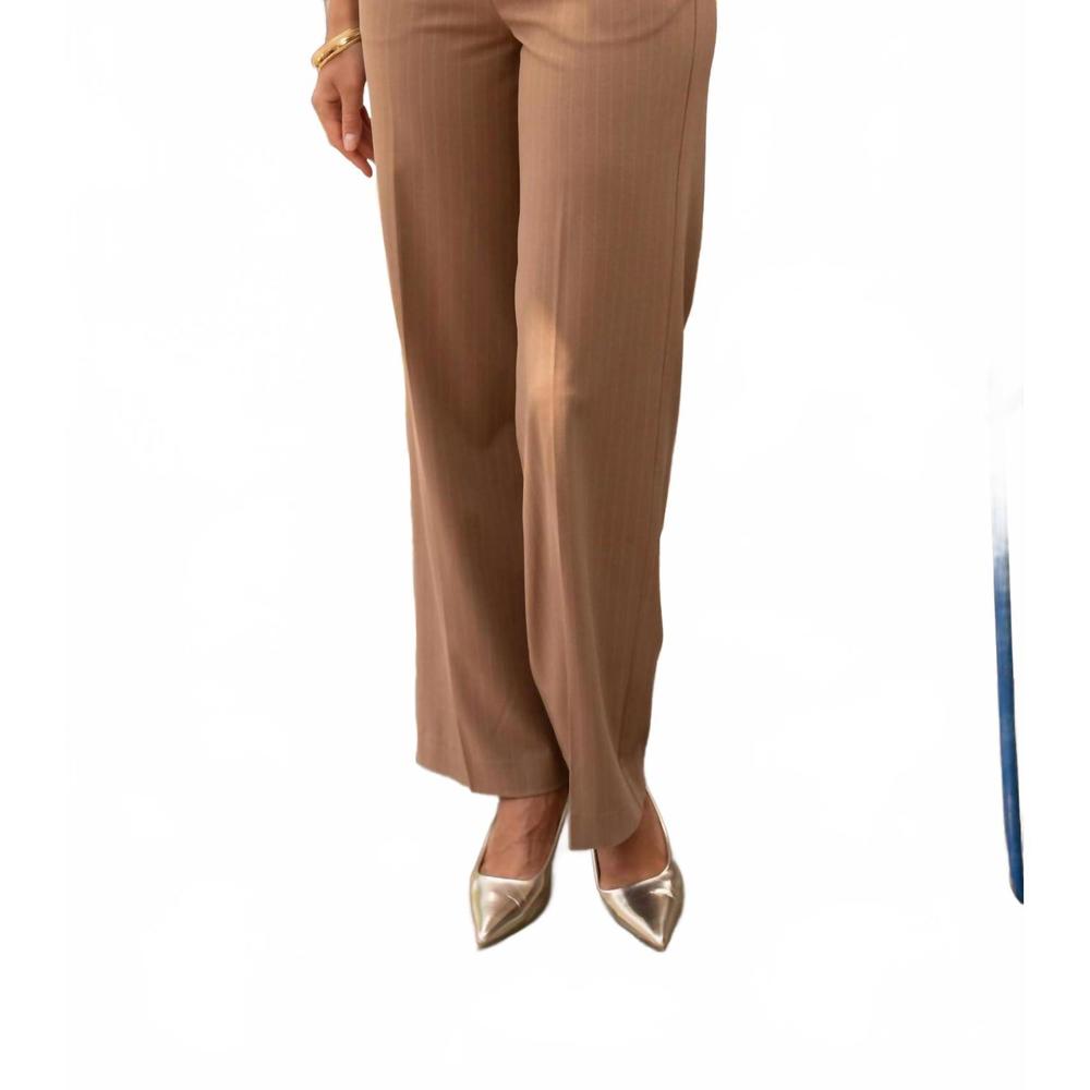 NEW ATTENTIF dual appeal striped straight-cut pants in camel